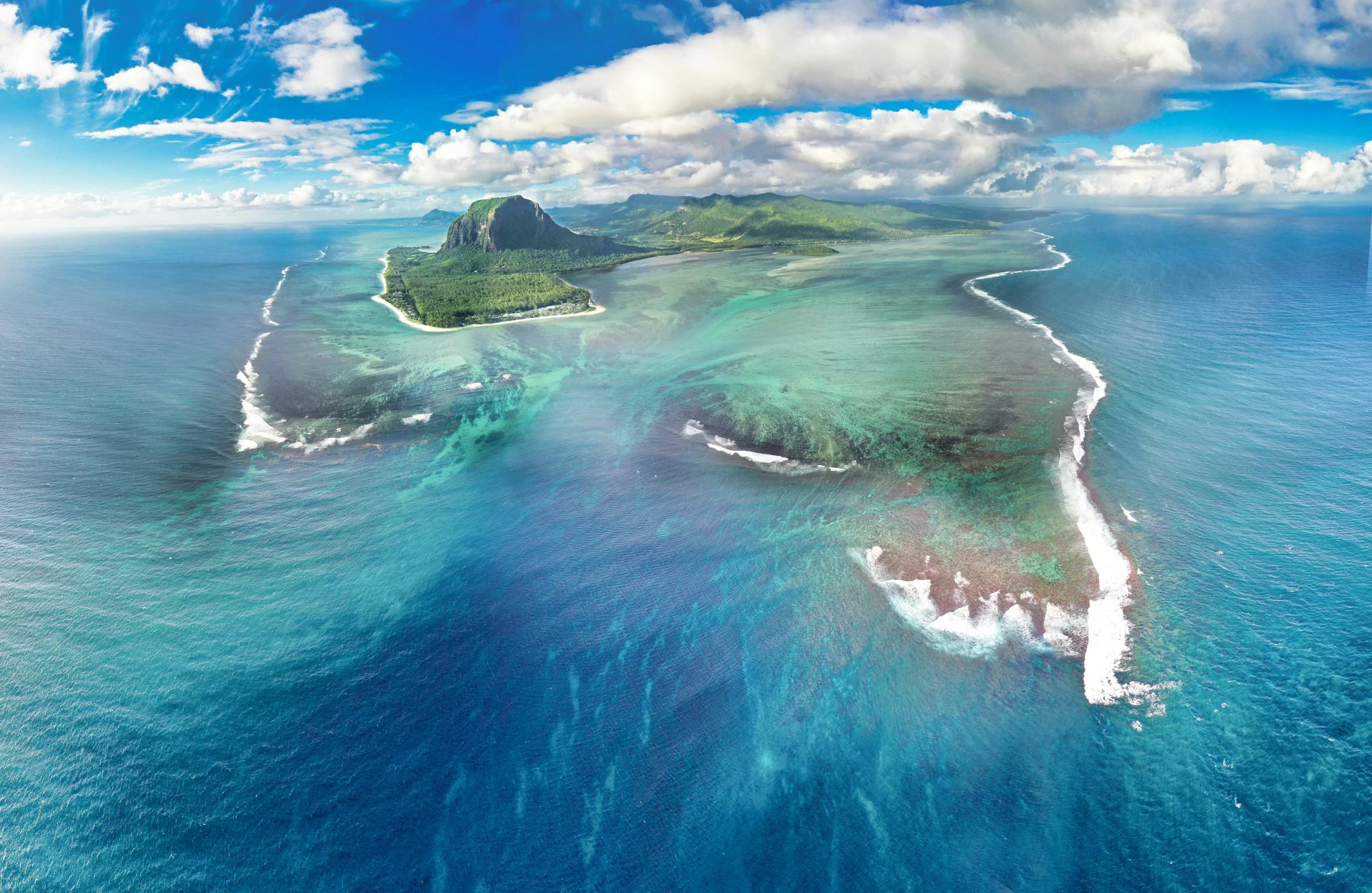 Vue aérienne d'une île à Maurice